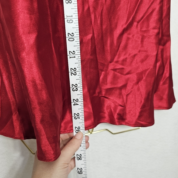 Oscar De La Renta Vintage 90's Red Satin Sleeveless Slip Nightie Medium - Picture 3 of 8